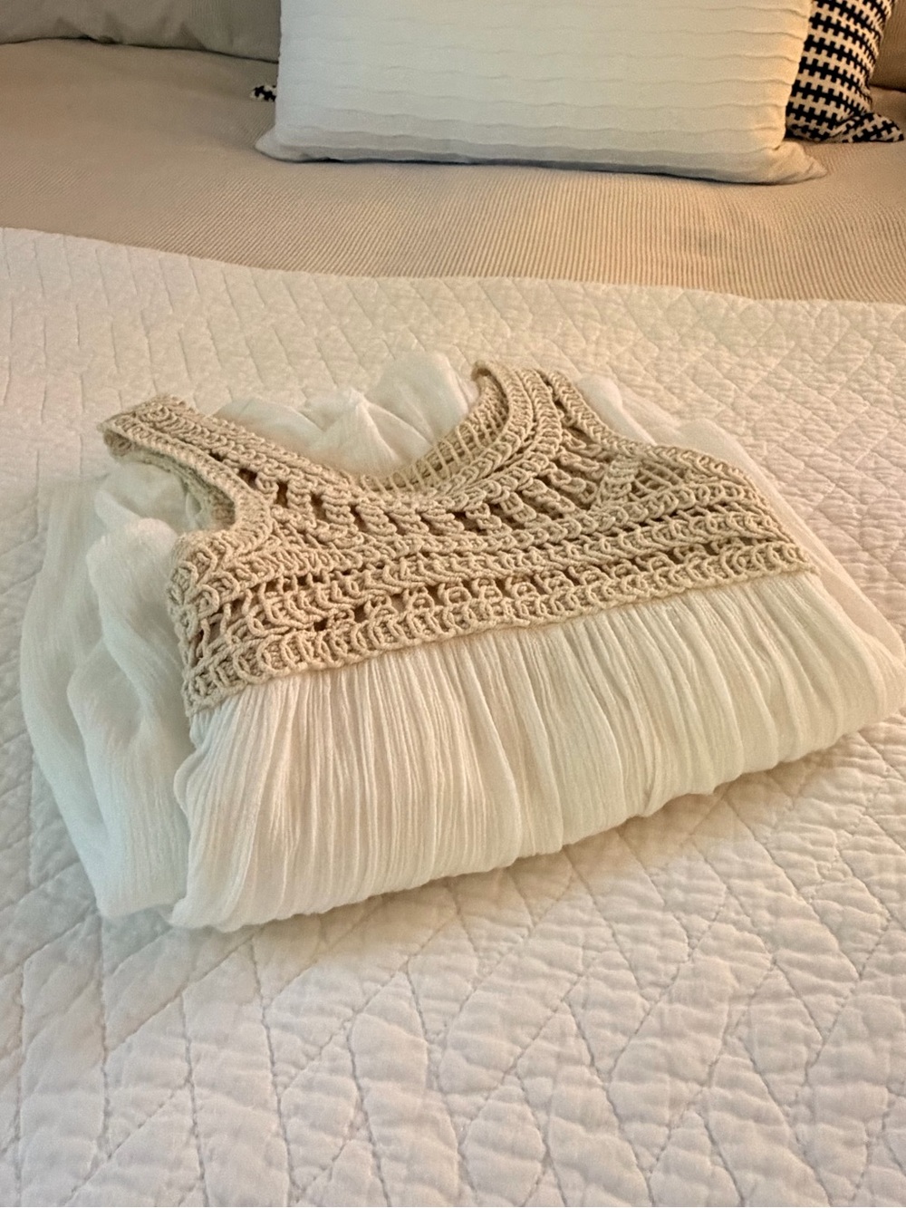 Cream and White Dress
